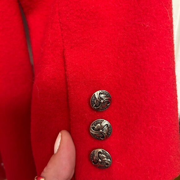 VTG Giorgio Sant' Angelo Women's 100% Wool RED Blazer One Button Silver Size‎ 12 - Picture 8 of 10